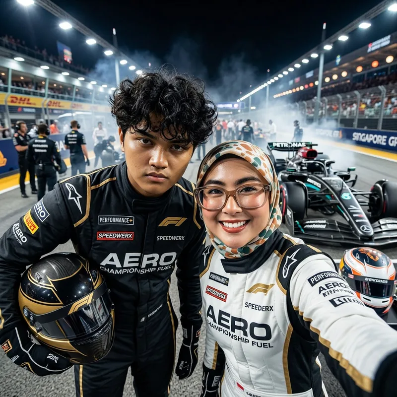 Couple final AI racing-themed portrait