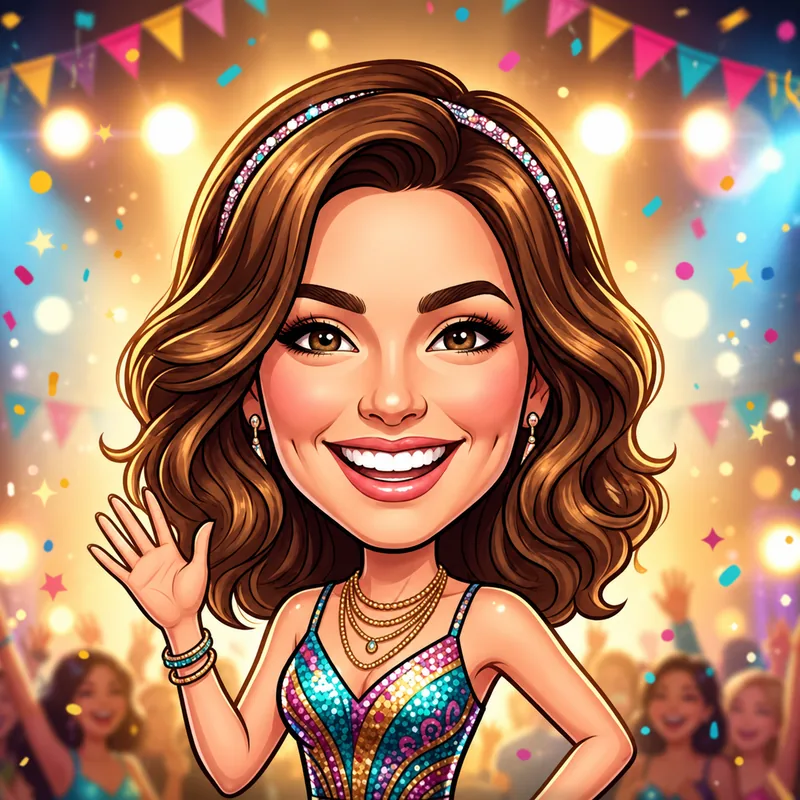 Caricature party-style AI scene example